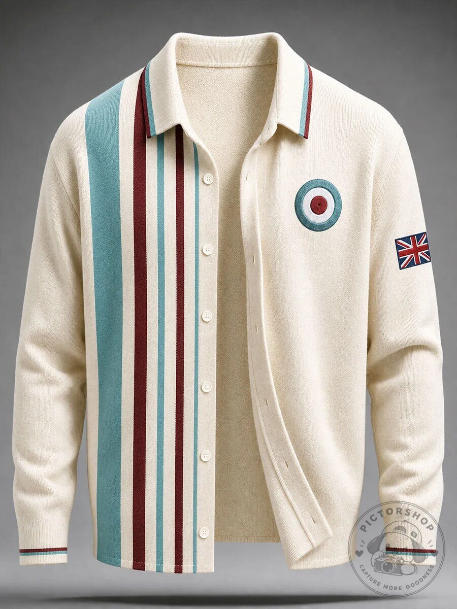 British Mod Target Union Jack Striped Knit Cardigan Jacket 2 British Mod Target Union Jack Striped Knit Cardigan Jacket