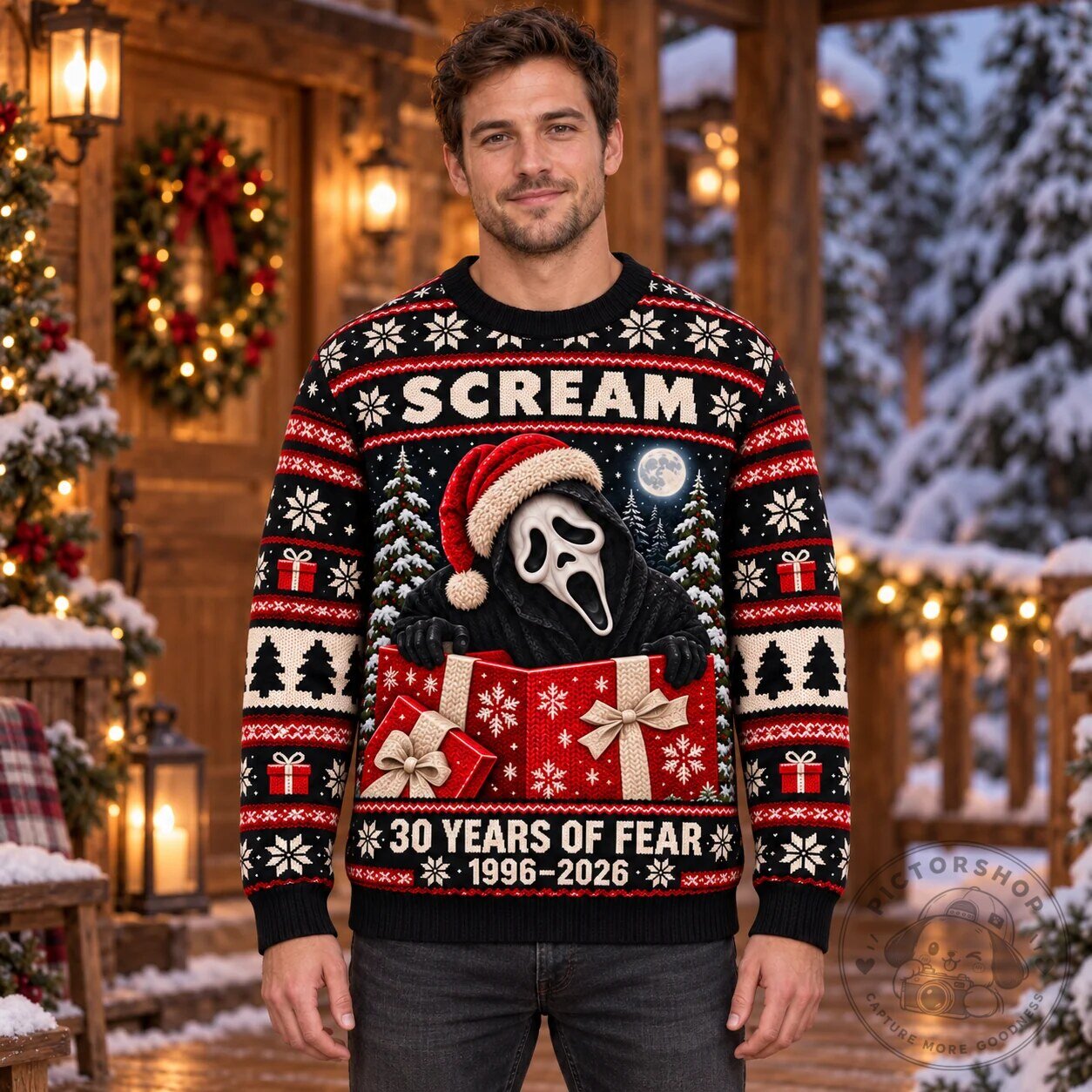 Scream Ghostface 30 Years of Fear Christmas Holiday Ugly Sweater Sweatshirt 12 Scream Ghostface 30 Years of Fear Christmas Holiday Ugly Sweater Sweatshirt